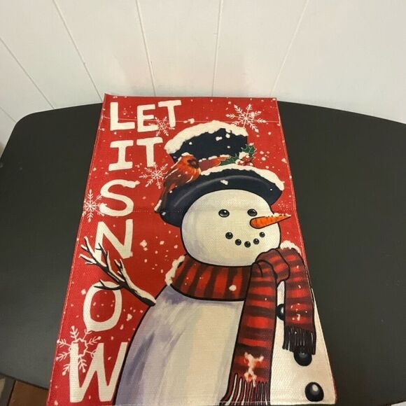 NWOT Double Sided Winter Let it Snow Holiday Flag Decor Christmas Red - Picture 1 of 7